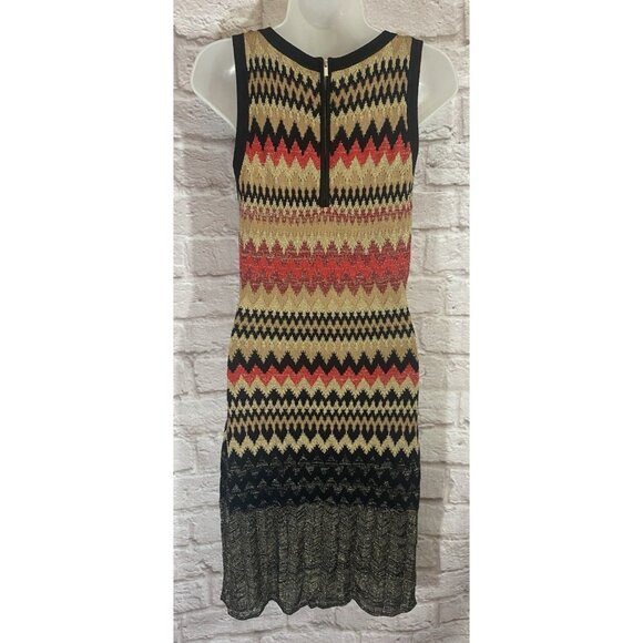 Boston Proper Small Metallic Midi Sweater Dress Stretch Woven Lined Zipper Back - Picture 3 of 10